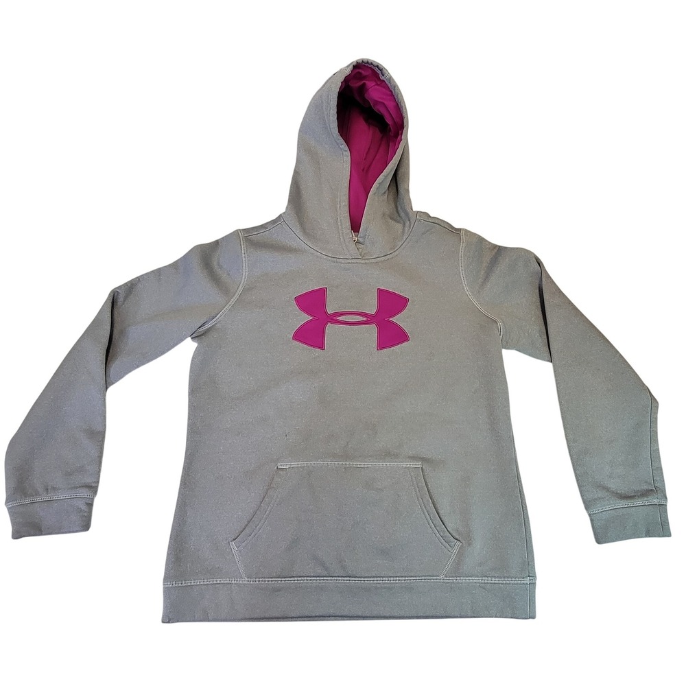 Under Armour‎ Hoodie Women's XL Gray Pullover Activewear Logo Fleece Lined